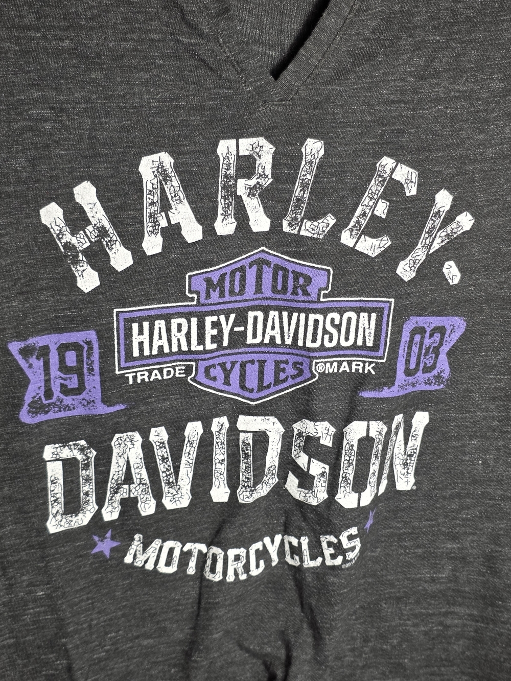 Harley-Davidson Women's Gray Graphic Tee Short Sleeve Medium Motorcyle Y2K Retro - Picture 3 of 4